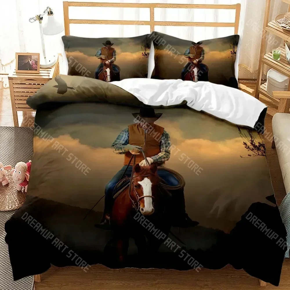 2026 3D Print Western Cowboy Bedding Set Sunset Scenery Duvet Cover Bedroom Comforter Single Twin King Size Quilt Cover Home Tex