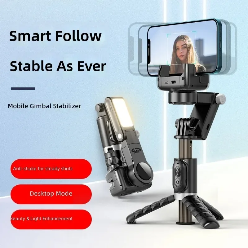 AI Intelligent Gimbal Bluetooth Tripod Handheld Stabilizer with Wireless Remote Control 360° Rotation Video Recording
