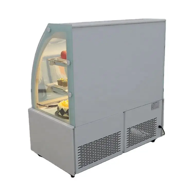 Electric Stainless Steel Bakery Cake Cabinet Curved Front Glass Sliding Door Chocolate Cake Display Freezer Showcase for Hotels