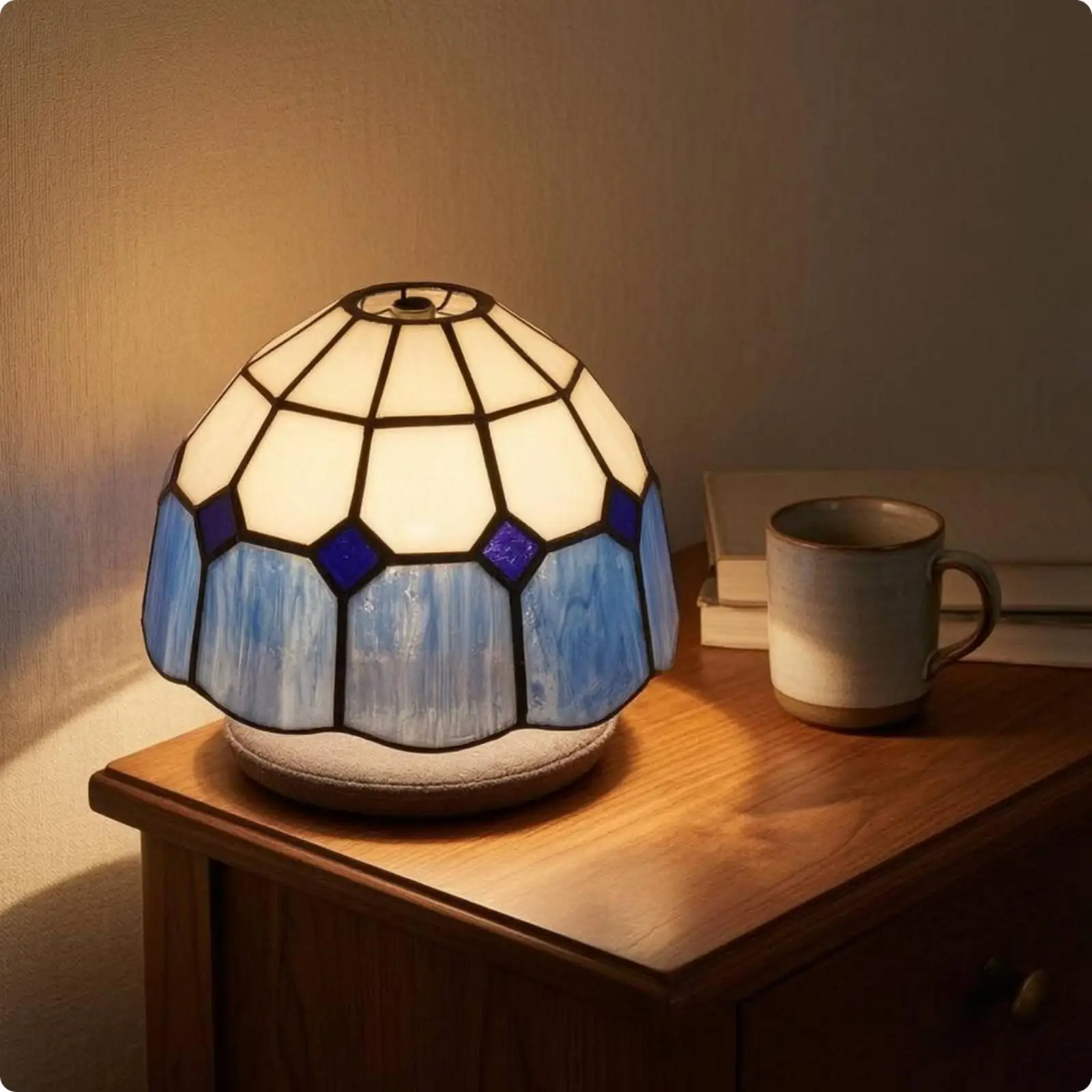Stained Glass Lamp Black Shade Soldered Metal Handmade Stained Glass Shade E27 Compatible Handmade Lampshade for Table Lamps,