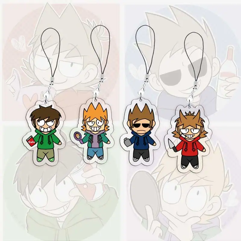 Акриловые подвески-брелоки Eddsworld Tord для мобильных телефонов: аниме-комикс, Том, Мэтт, Торд. Маленькие кулоны-цепочки для телефонов. Подарки для фанатов.