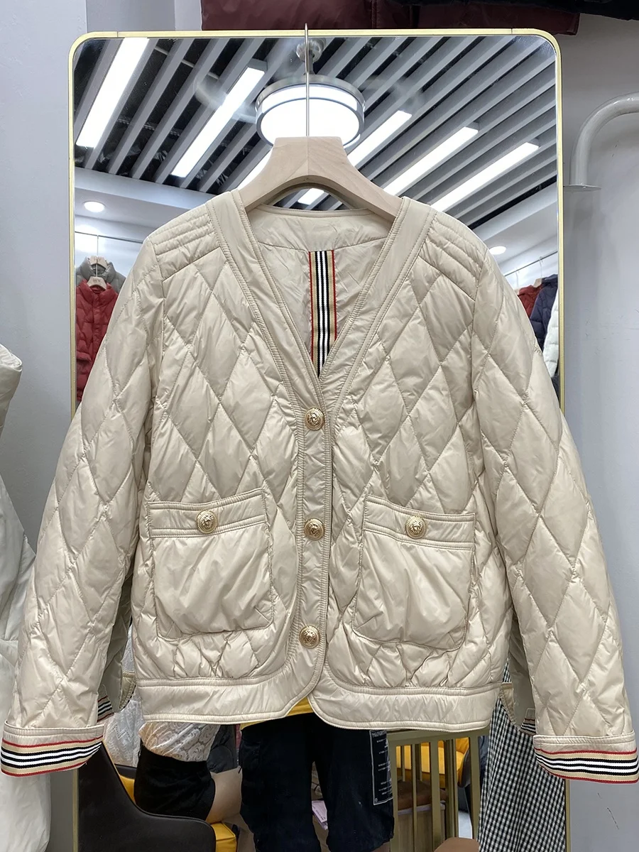 

Модная женская стеганая куртка-пуховик с наполнителем из перьев, маленький размер, элегантный дизайн, осенне-зимняя верхняя одежда