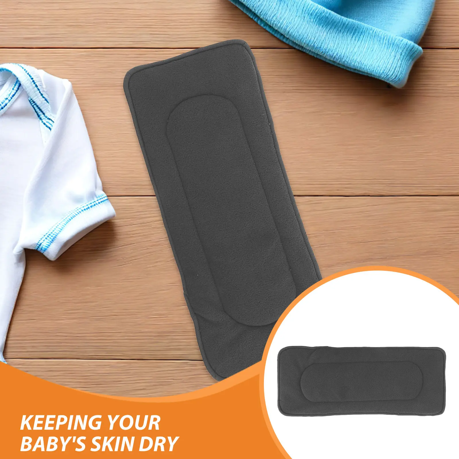 4Pcs Bamboo Charcoal Fiber Reusable Diaper Inserts Newborn Baby 5-Layer Absorbent Washable Cloth Nappy Liners Soft Leakproof