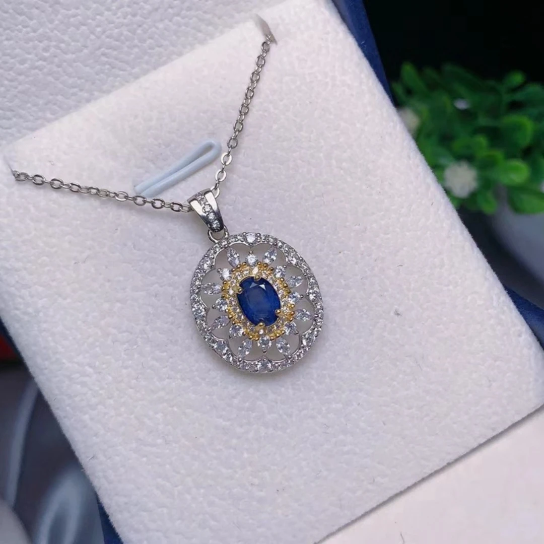 

KJJEAXCMY High purity Natural Sapphire S925 silver exquisitely Pendant Full of luster Simple,Elegant Simple High-End ccessory