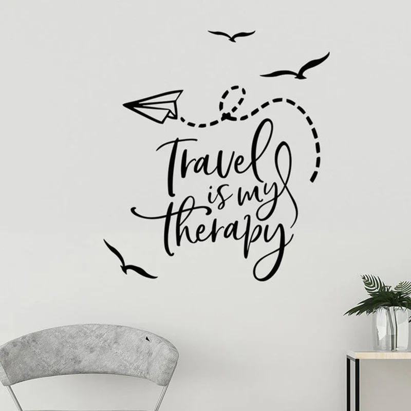 Travel Quotes Wall Decal Adventure Birds Plane Wall stickers Vinyl Travel office wall decor Home Bedroom Decoration Mural Z984
