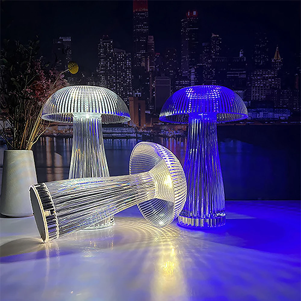 Mushroom Crystal Table Lamp LED  Ambient Light Touch Night Light for Restaurant Cafe Bar Living Room Bedroom Bedside Decoration