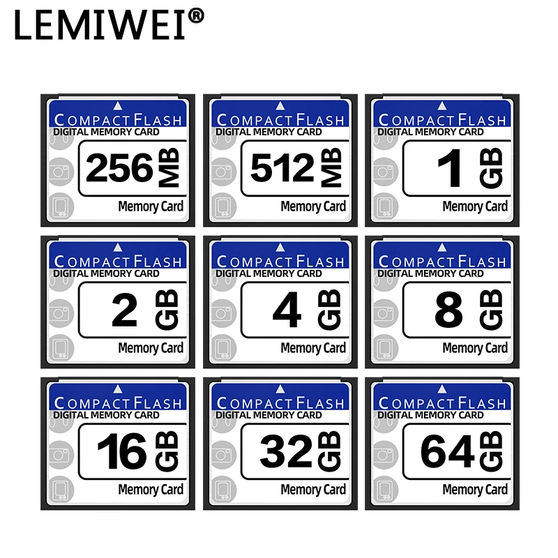 Lemiwei CF Card Compact Flash Digital Memory Card 256MB 512MB 1GB 2GB 4GB 8GB 16GB 32GB 64GB High Storage Card for Camera