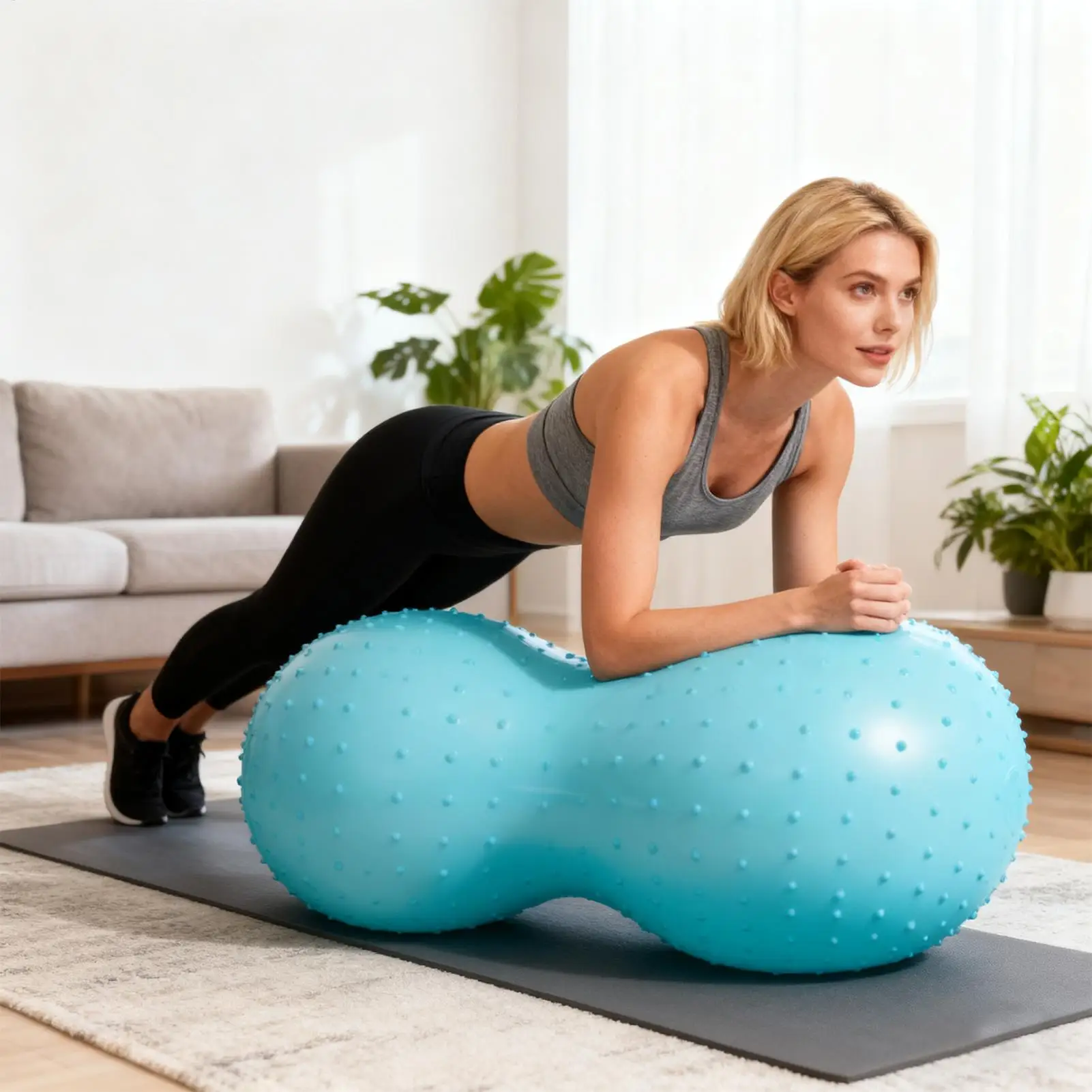 كرات التمرين على شكل جوز الفول التدليك الحسي مع مضخة هواء كرة تمرين اليوغا للتمرين المنزلي والحمل والنساء البدنيات #2