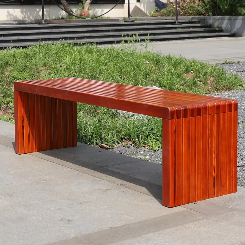 Wooden Bench Outdoor and Indoor Use Full Wood Eco-friendly Chair Good Load-Bearing Garden Waiting Bench