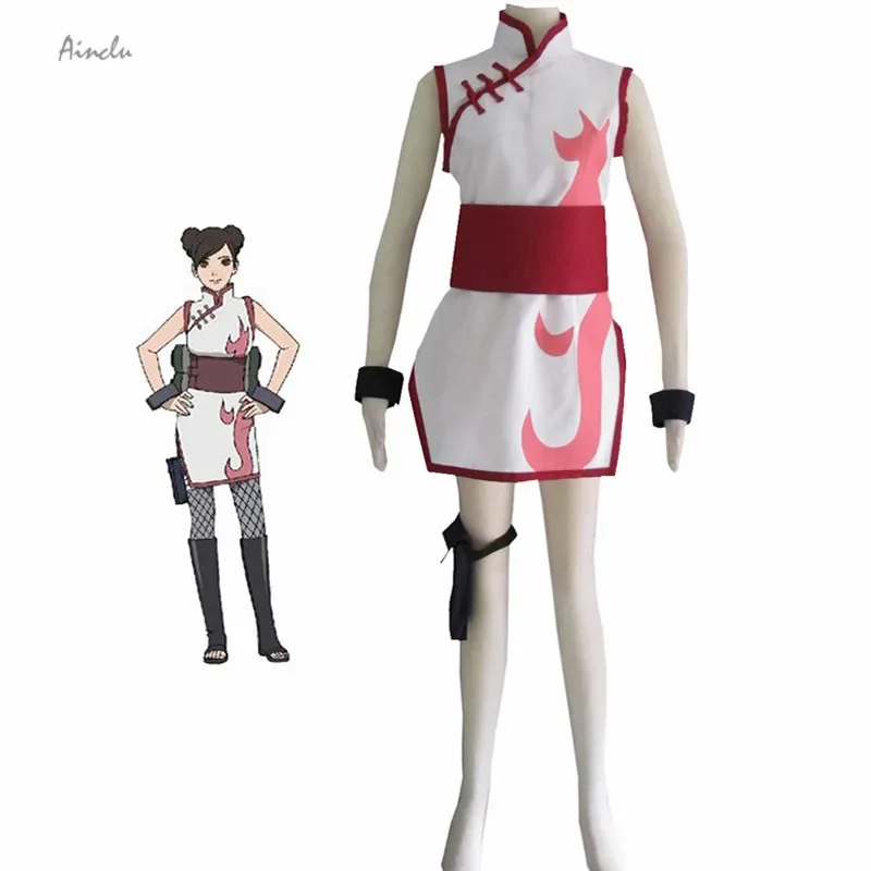 

Ainclu Free Shipping Multi Color White Pink The last-Tenten Cheongsam Cosplay Costume For Halloween