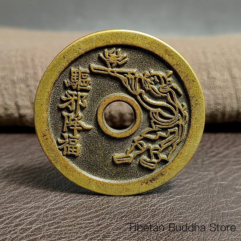 Monedas de cobre antiguas de costumbres populares para ahuyentar los malos espíritus, réplica de monedas con diseño de cinco venenos, réplica de monedas antiguas con