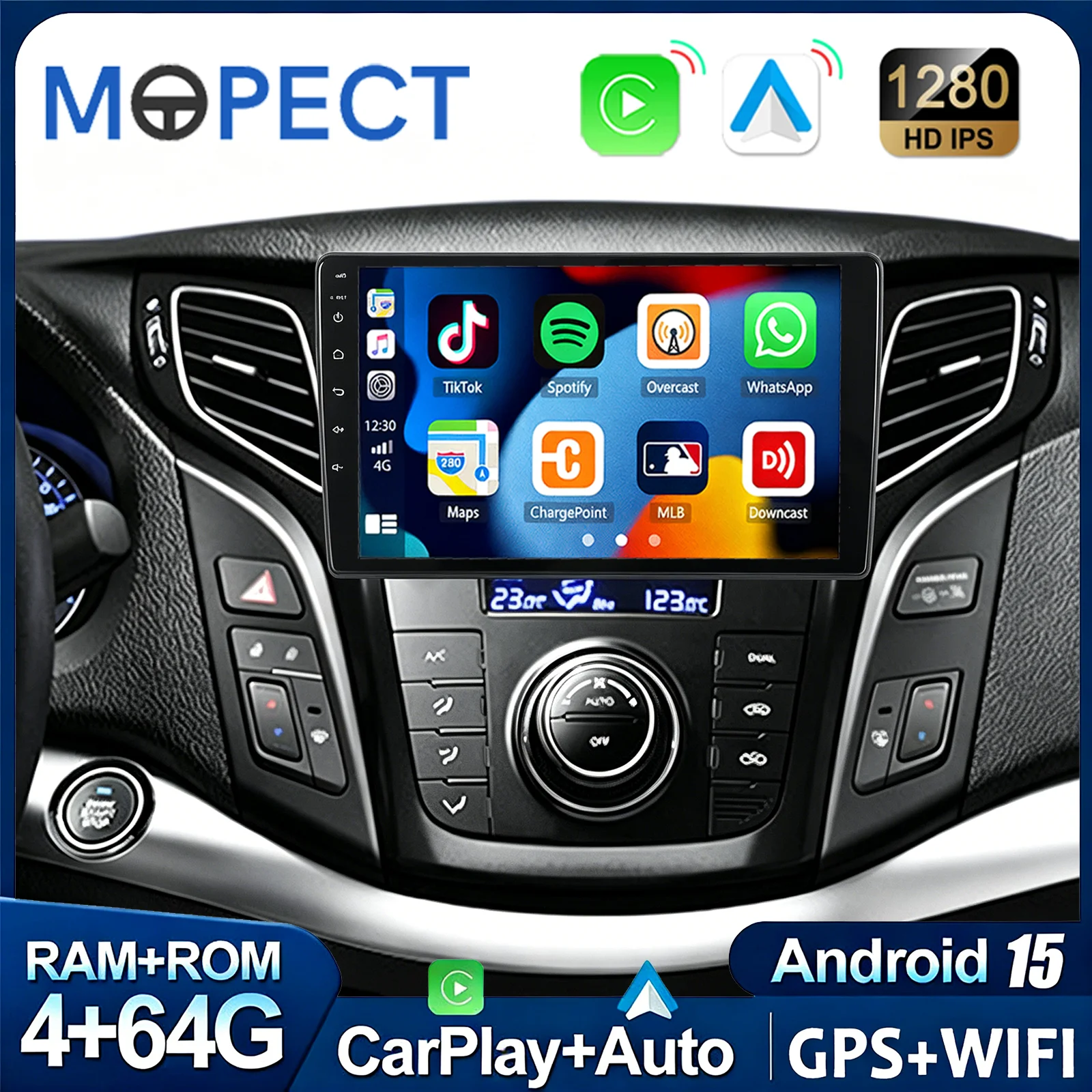 MOPECT 128G Android 15 Autoradio für Hyundai i40 2011 2012 - 2019 Carplay Auto-Multimedia-Player GPS Video Head Unit 2 Din Navigation Stereo