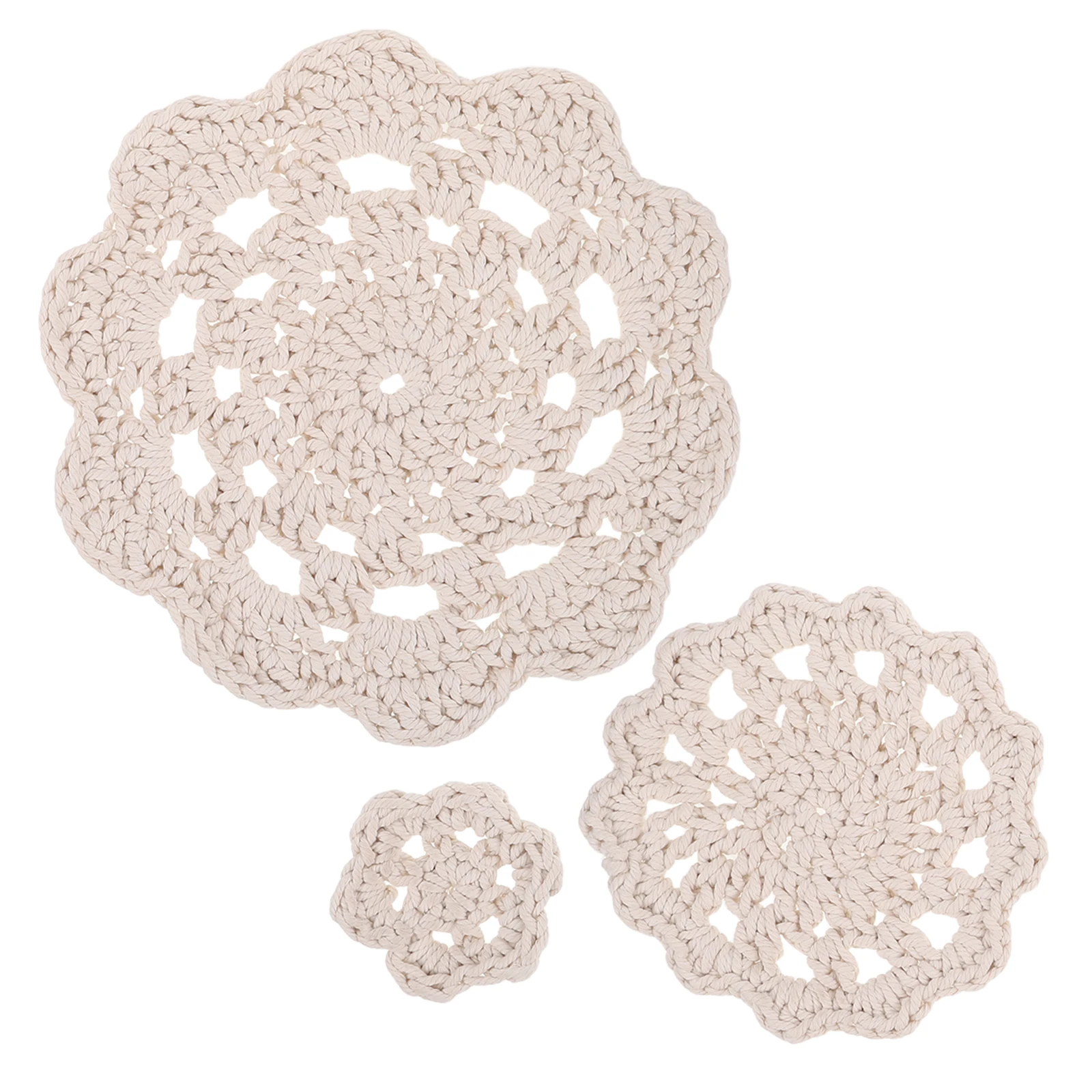

3pcs Nordic Cotton Rope Heat Resistant Woven Placemats for Kitchen Table Set Protects from Hot Dishes