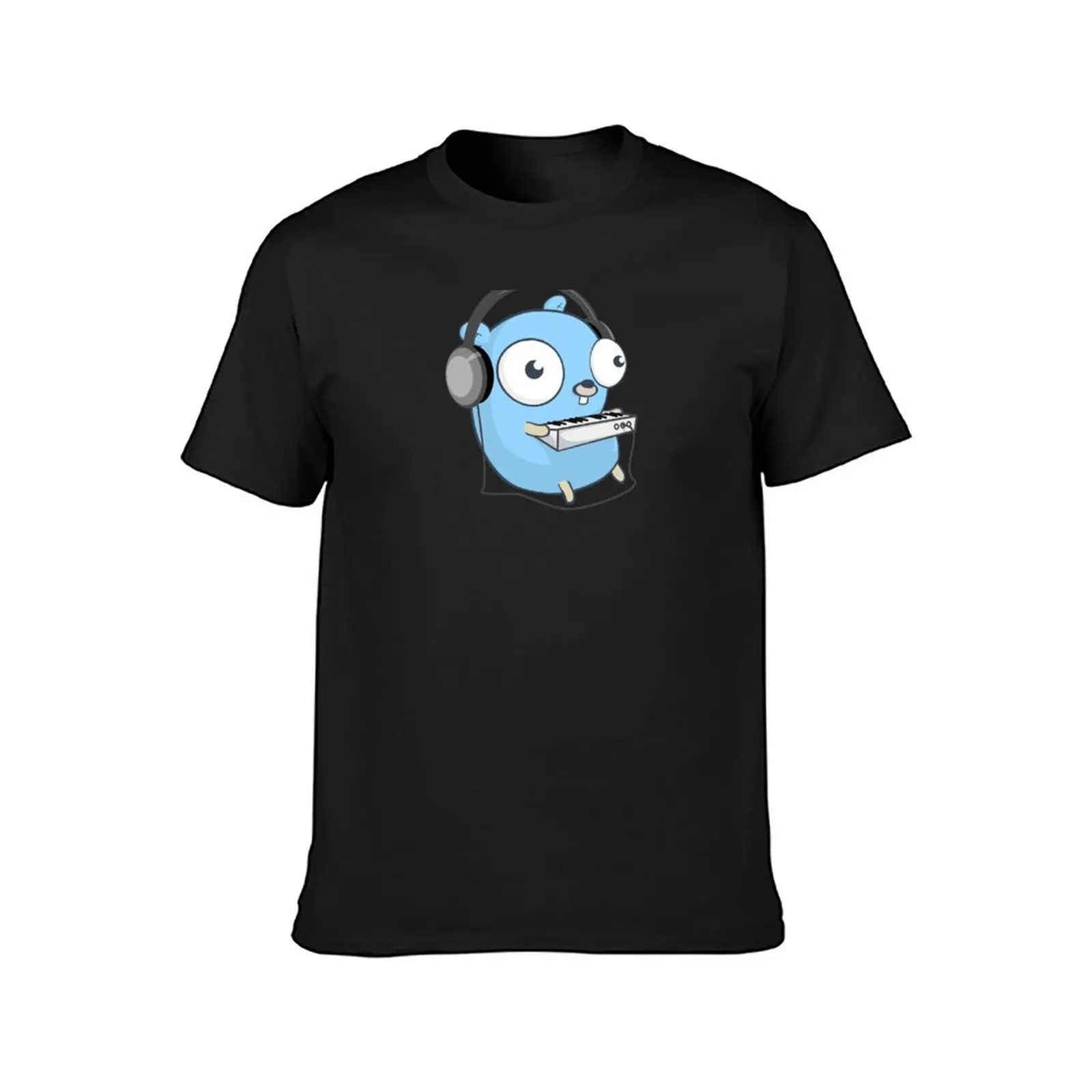 The Golang Mascot: Music (Black Edition) T-Shirt customs heavyweights mens big and tall t shirts