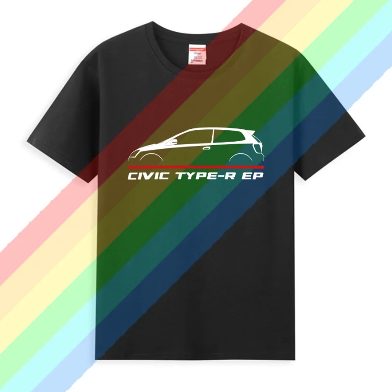 2024 Men T Shirt Casual Hondas Civic Type-R EP 2001-2005 T-shirt Graphic Summer Short Sleeves 100% Cotton S-3XL Cool Tee