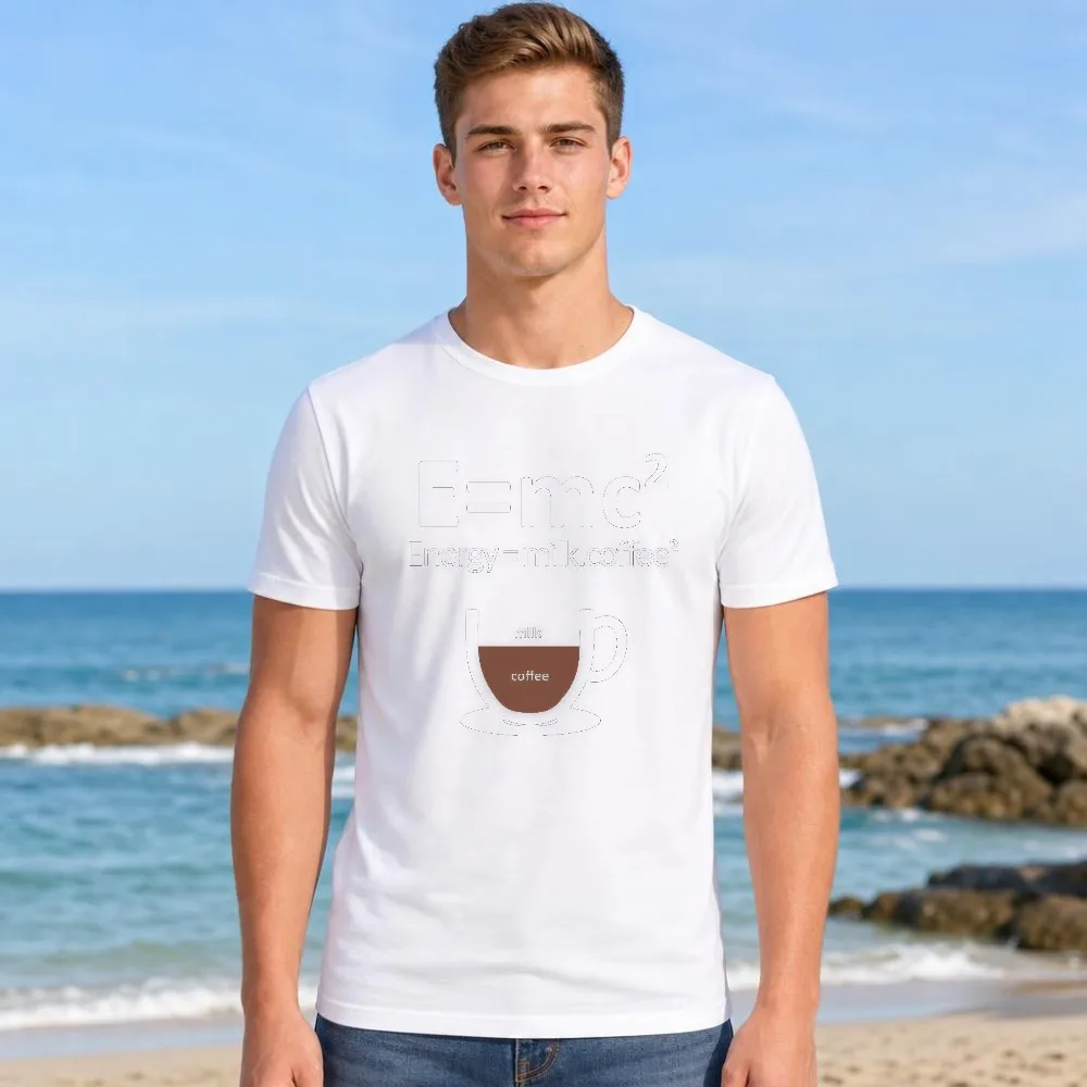Men T Shirt E Equals Mc2 Coffee Energy Graphic Milk Latte Science Geek Short Sleeve Festival Outfits Top Funny