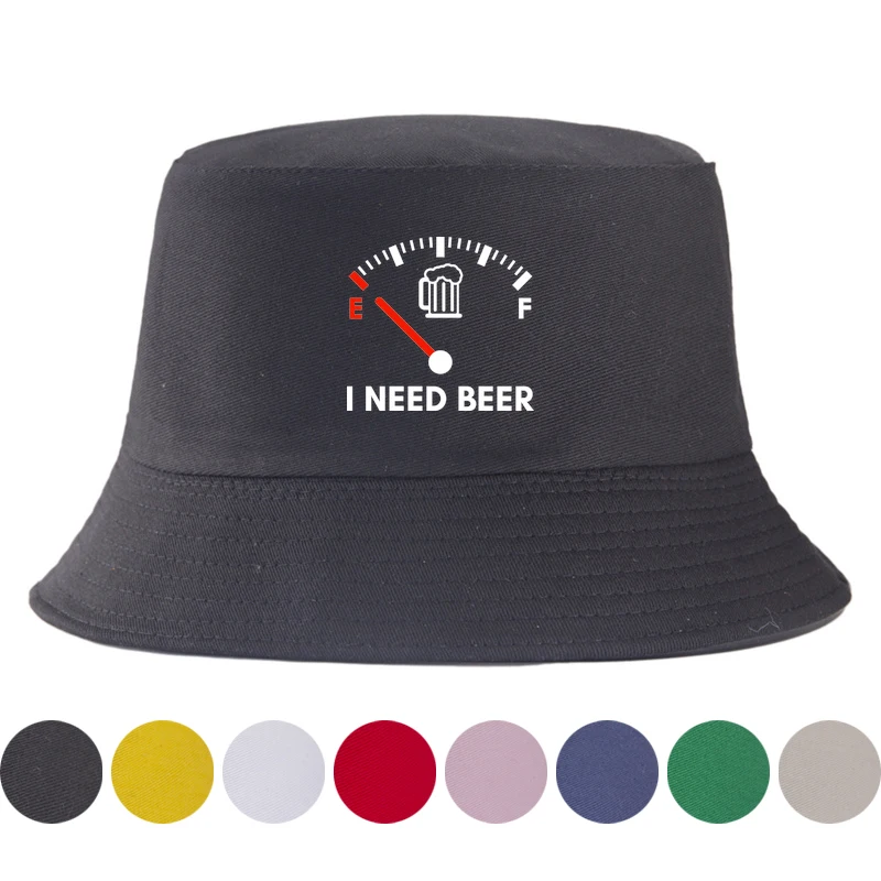 Necesito cerveza sombrero de cubo Reversible mujer hombre al aire libre sol playa verano sombreros de Panamá niña niño deporte Casual gorras de pescador gorras con visera