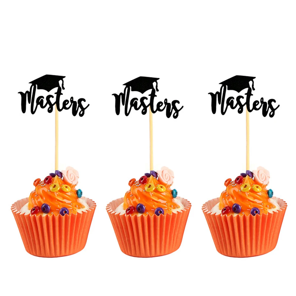 

24pcs Doctoral Hat Cake Toppers Graduation Cap Paper Decorations Reusable Party Supplies Cupcake Picks Birthday Celebrations