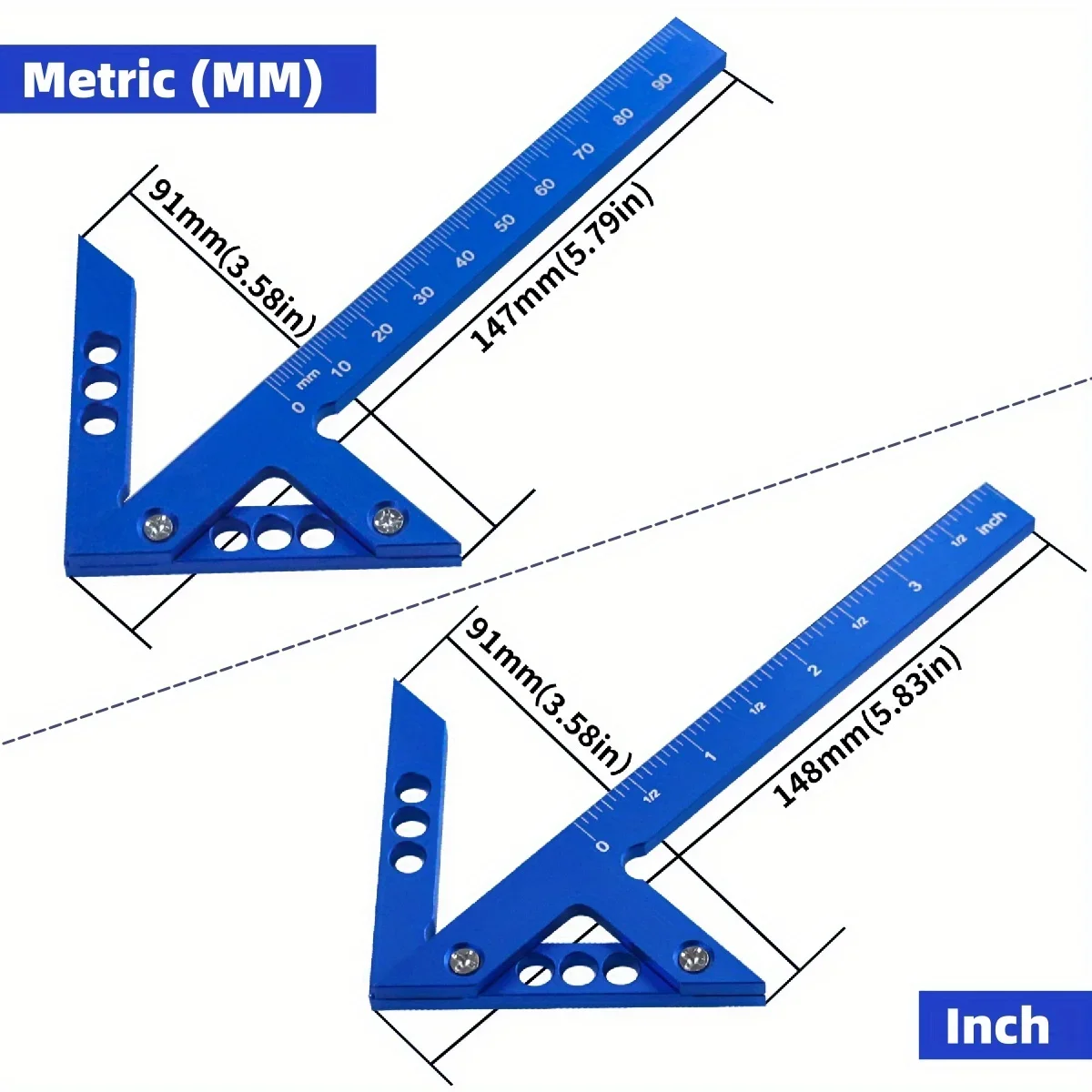 Centro Finder Lavorazione del legno Quadrato 45/90 gradi Ad angolo retto Linea Gauge Centro in alluminio Scribe Falegname Righello Strumento di