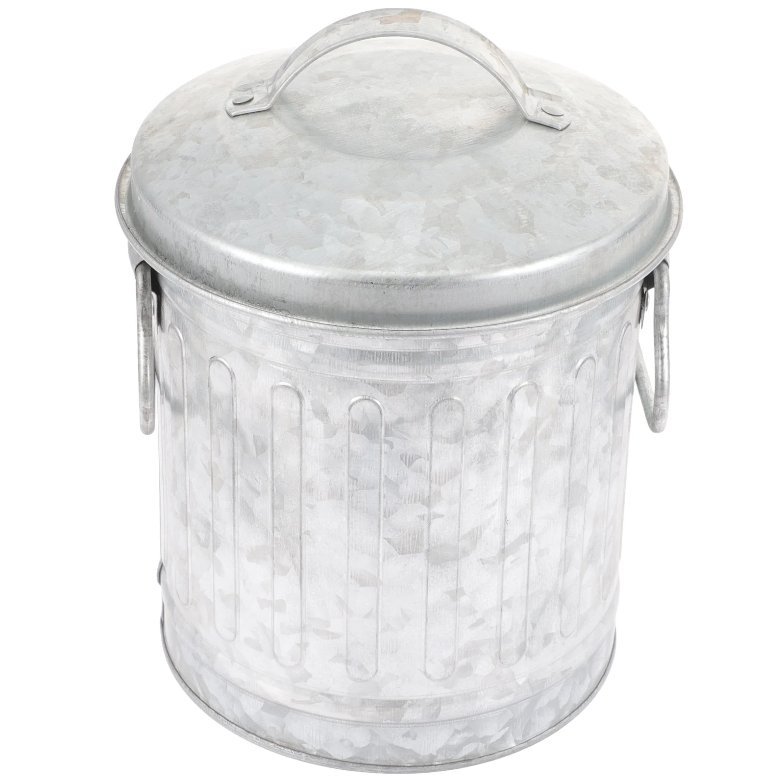 

Tin Flower Bucket Compost Bin Desktop Trash Decorative Rubbish Garbage Can Wastebasket Iron Convenient Office