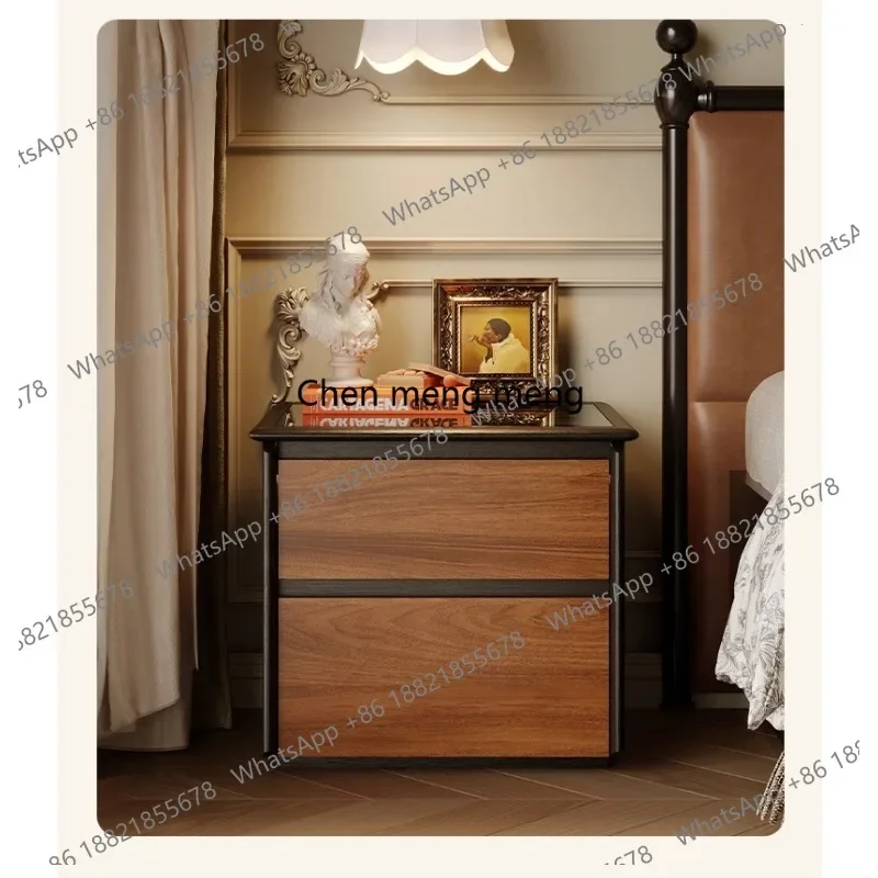 Medieval bedside table All solid wood retro home new with lamp locker Bedside table