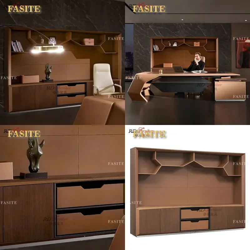 Modern Simple Leather Art File Cabinet Display Cabinet with Shelves for Office Living Room Floor Background Storage Furniture