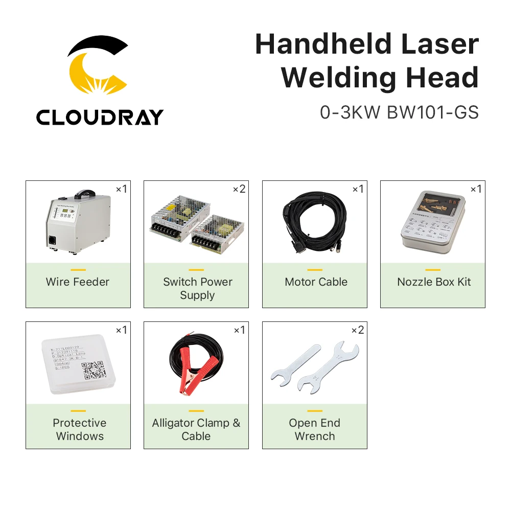 Cloudray Original Raytools Hand-held Laser Welding Head BW101-GS 0-2kW CL60mm FL125/150nn Single Axis Swing for Welding Machine