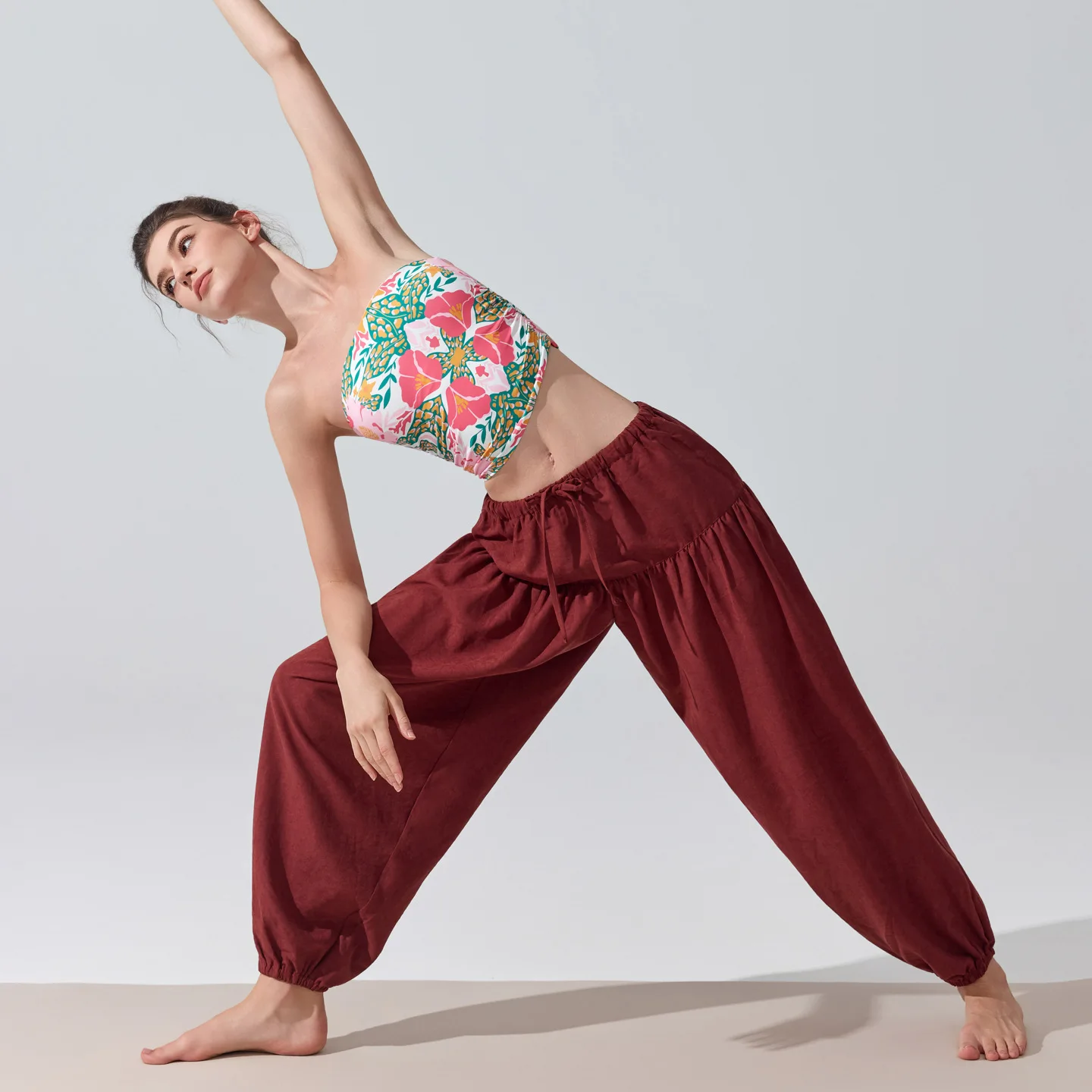 Women Harem Pants Elastic Drawstring Waist Stretch Cuffed Ankle Yoga Fitness Sports Long Pants Gym Athletic Workout Bottoms