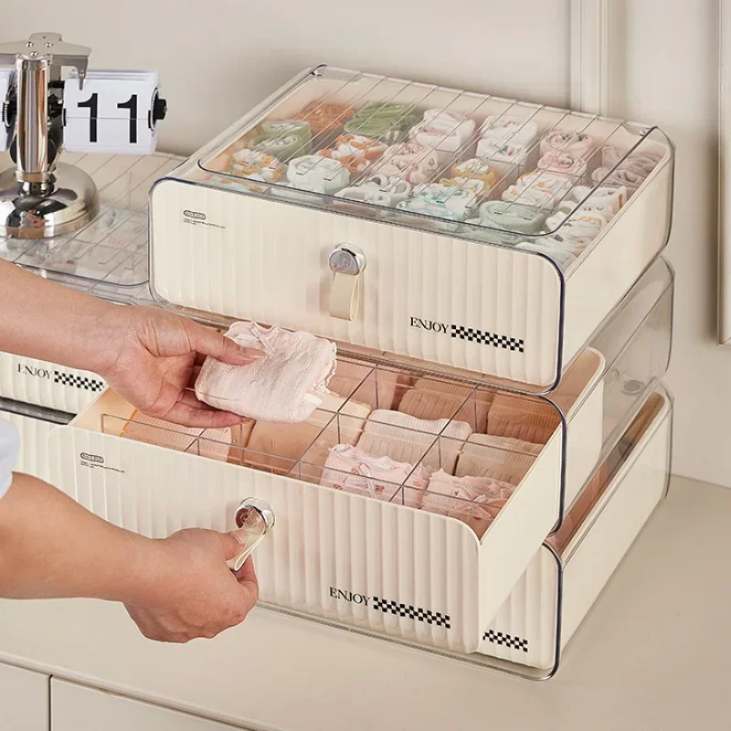 

Drawer Style Underwear Storage Box Stackable Panties Socks Storage Boxes Dustproof Wardrobe Clothes Separator Organizer Cabinet
