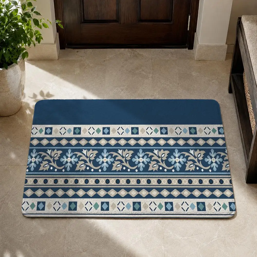 Coarse Stripes Floor Mat Flannel Non-Slip Washable Soft Rug For Bathroom Kitchen Bedroom Living Room Home Decor