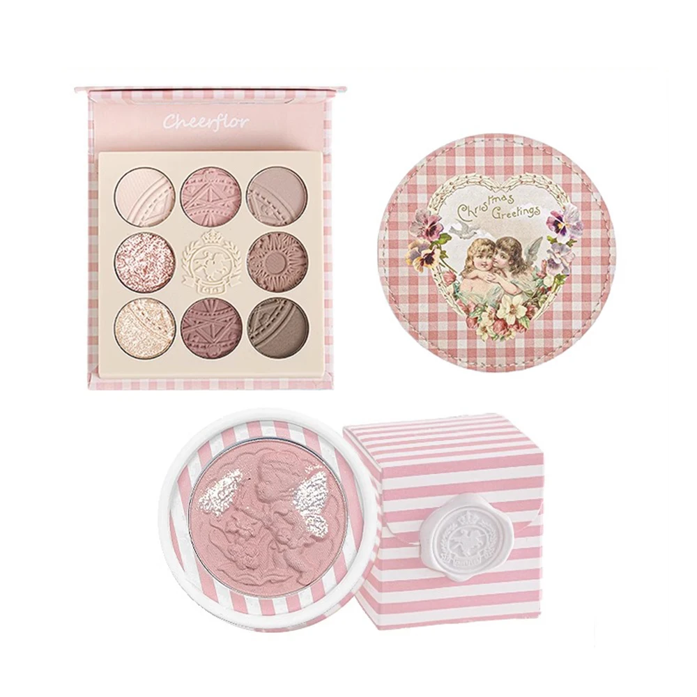 

Cheerflor Angel Sculpting 8-Color Eyeshadow Palette Natural Long-Lasting Brightening Matte Shimmer Nude Pink Blush Makeup Set