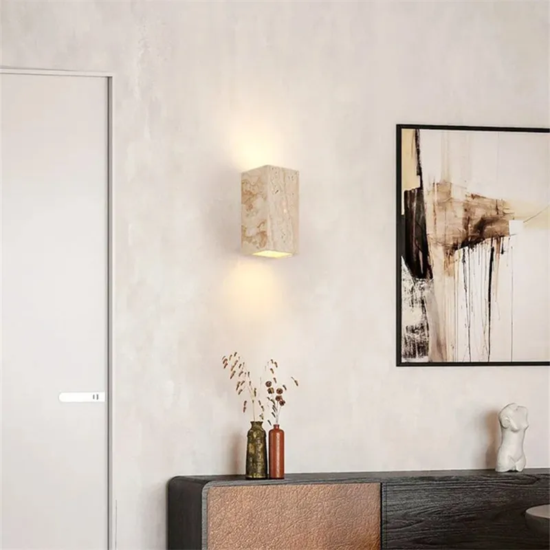 Imagem -03 - Quadrado Amarelo Led Cave Stone Wall Lamp Quarto up And Down Lamp Salão Escadas Corredor Corredor Creative Art Deco