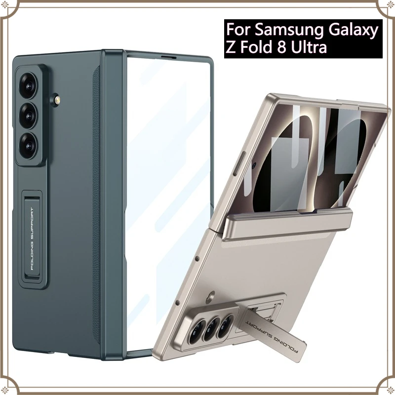 Case For Samsung Galaxy Z Fold 8 Ultra GKK Hard PC + Soft TPU Hinge Protection Kickstand Phone Cover with Glass