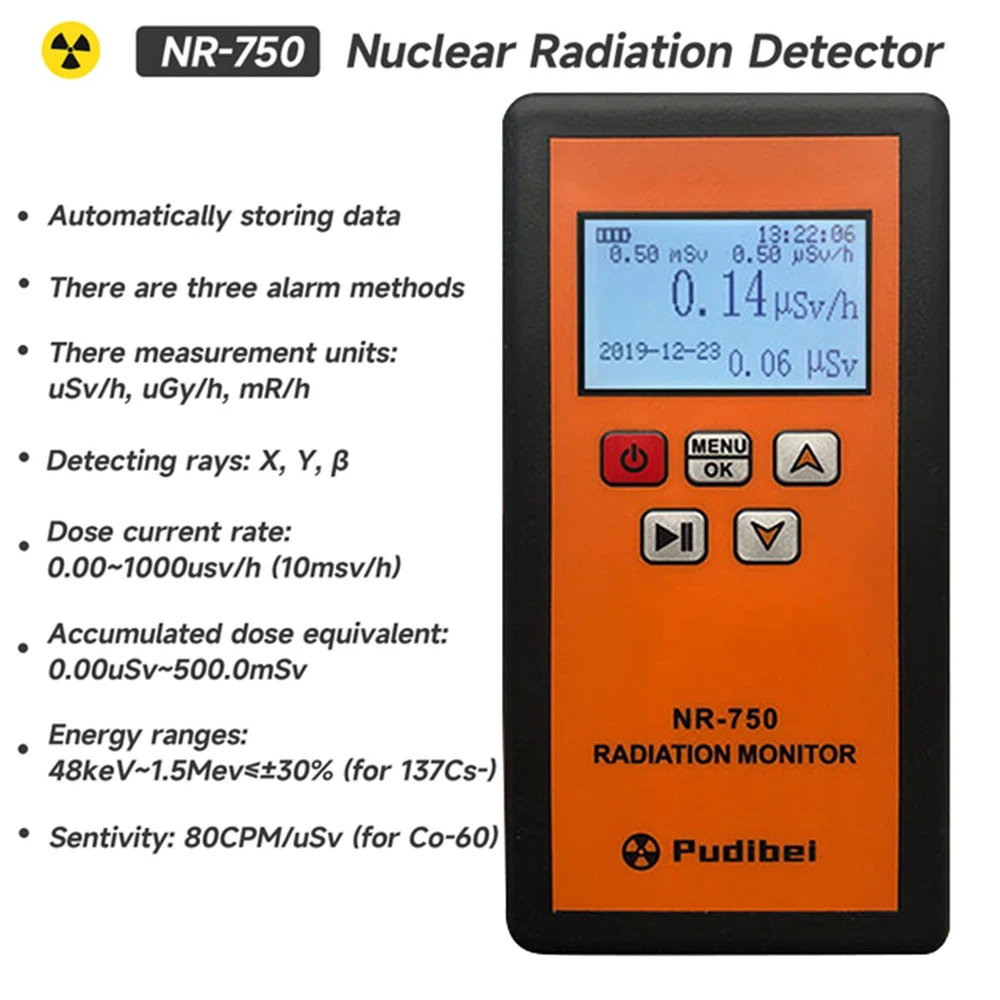 

NR-750/850/950 Nuclear Radiation Detector Geiger Counter Meter Radioactivity Ray X-Ray γ-Ray β-Ray Radiation Tester Dosimeter