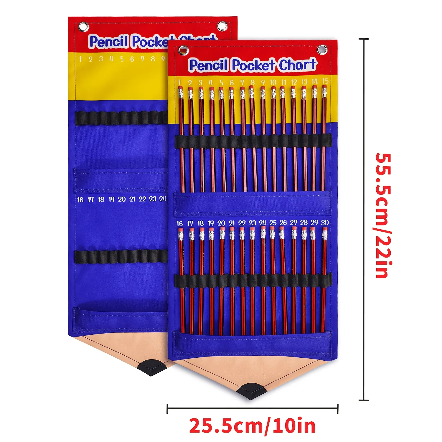 Hanging Pencil Organizer Bag, Holds Up to 30 Pencils,Wall-Mounted Pencil Holder for Teachers And Students,Pencils Not Included