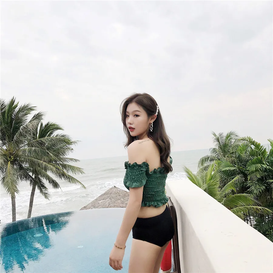 ชุดว่ายน้ําสตรี 2024 ผู้หญิงบิกินี่ชุดว่ายน้ําสีทึบBacklessเซ็กซี่Tankiniสามชิ้นHot Springชุดว่ายน้ําM-XL