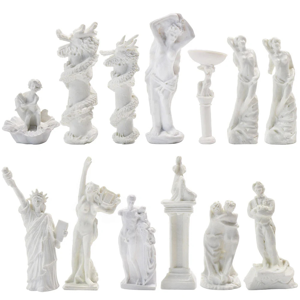 Evemodel GY04087 13pcs Statue Sculpture Fountain Model Railway HO Scale 1:87 Architecture