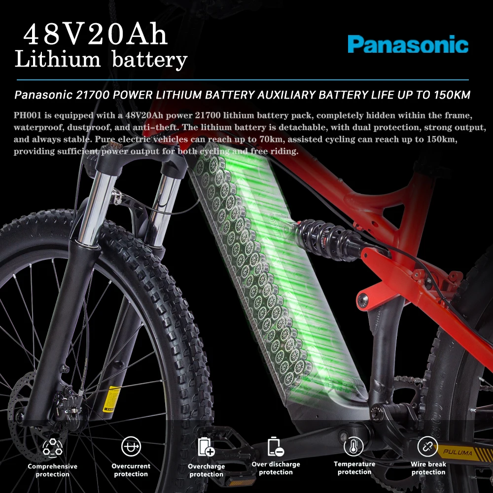 27.5-inch Off-road Electric Bike 48V 500W Mountain Bike Adult Ebike 20Ah Lithium Battery Outdoor Electric Bicycle