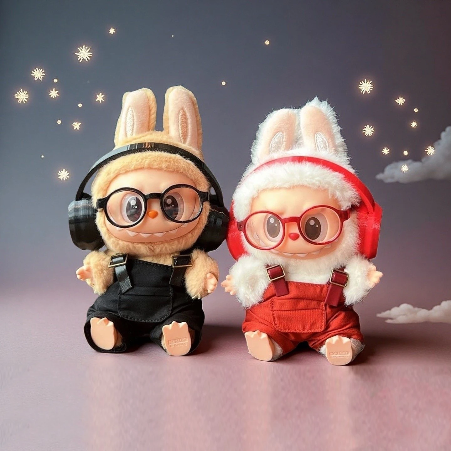 3 قطعة/المجموعة أزياء دمية صغيرة أحذية نظارات سماعة 3in1 ل labubu اكسسوارات 15 سنتيمتر/17 سنتيمتر دمية (لا دمية)