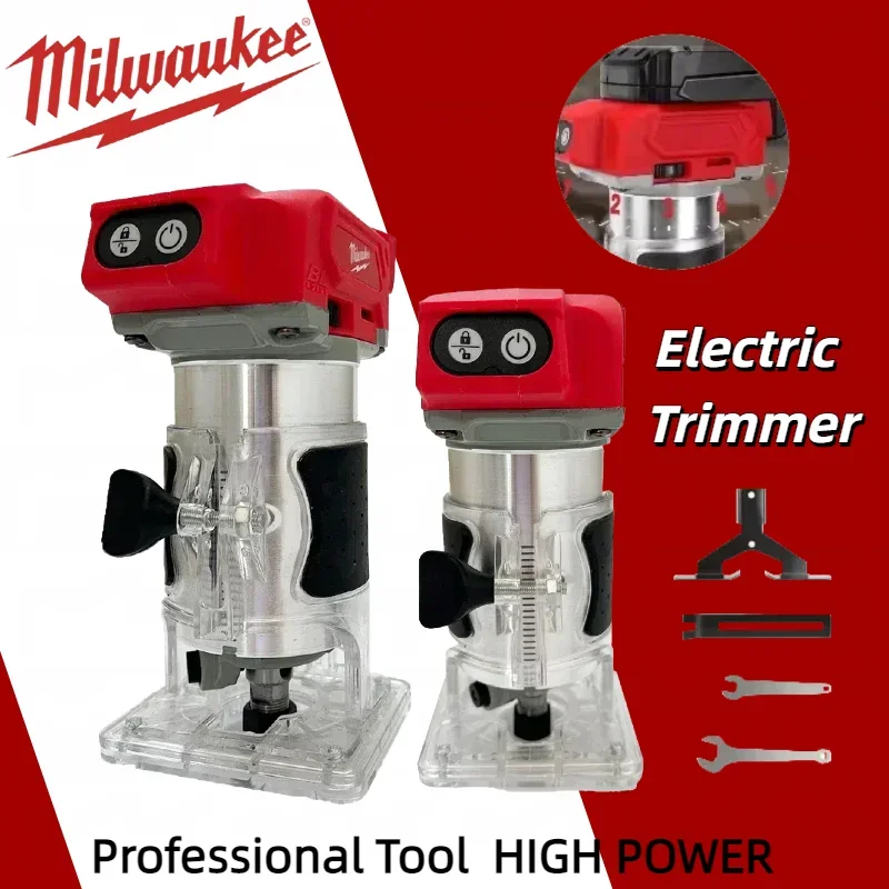 

Milwaukee Brushless Electric Trimmer 800W 30000RPM Cordless Compact Router 5-Speed Woodworking Trimming Machine For 18V Battery