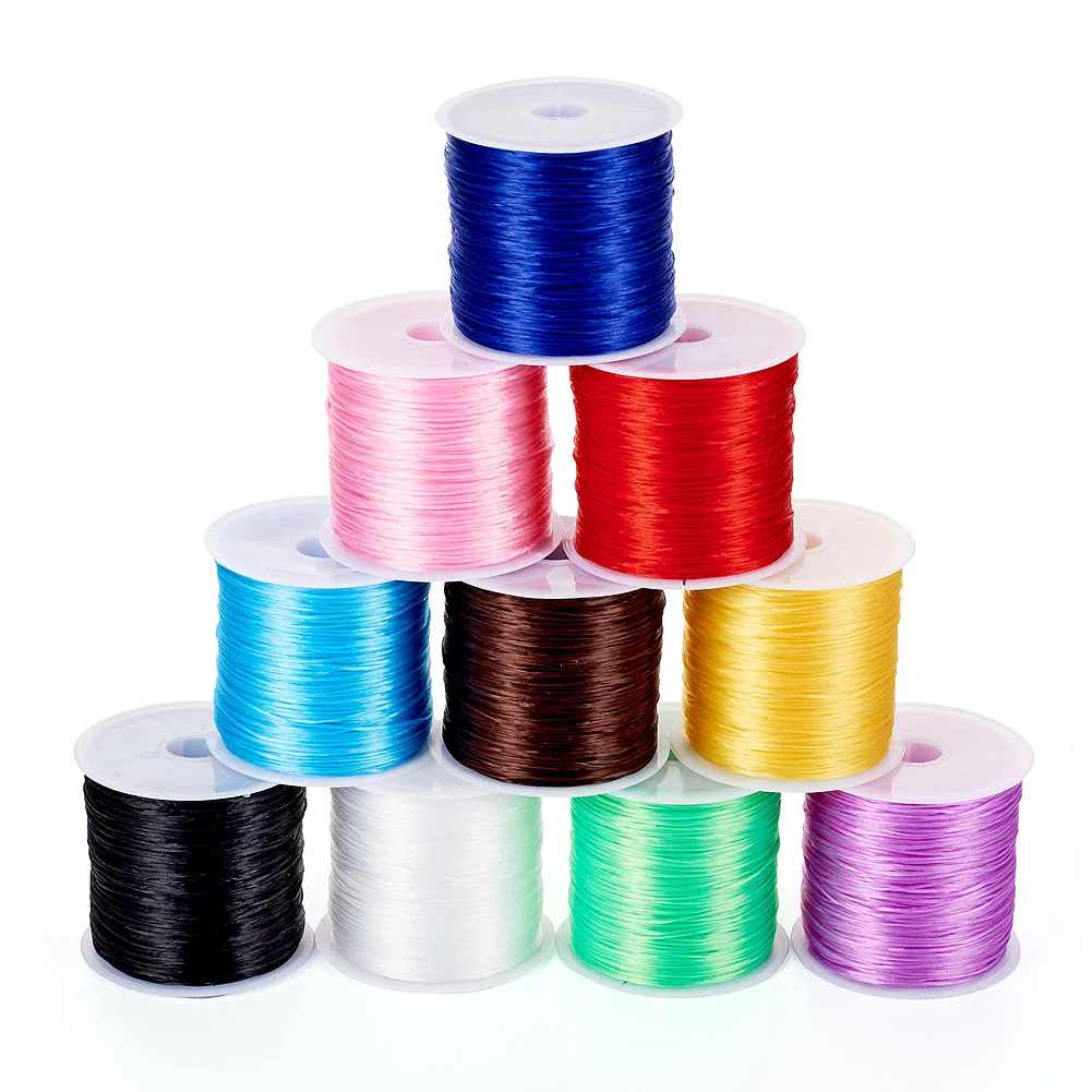 

10 Rolls 10 Colors 0.8mm Flat Elastic Crystal Thread Jewelry Beading Cords For Stretch Bracelet Ring Jewelry Making Mixed Color