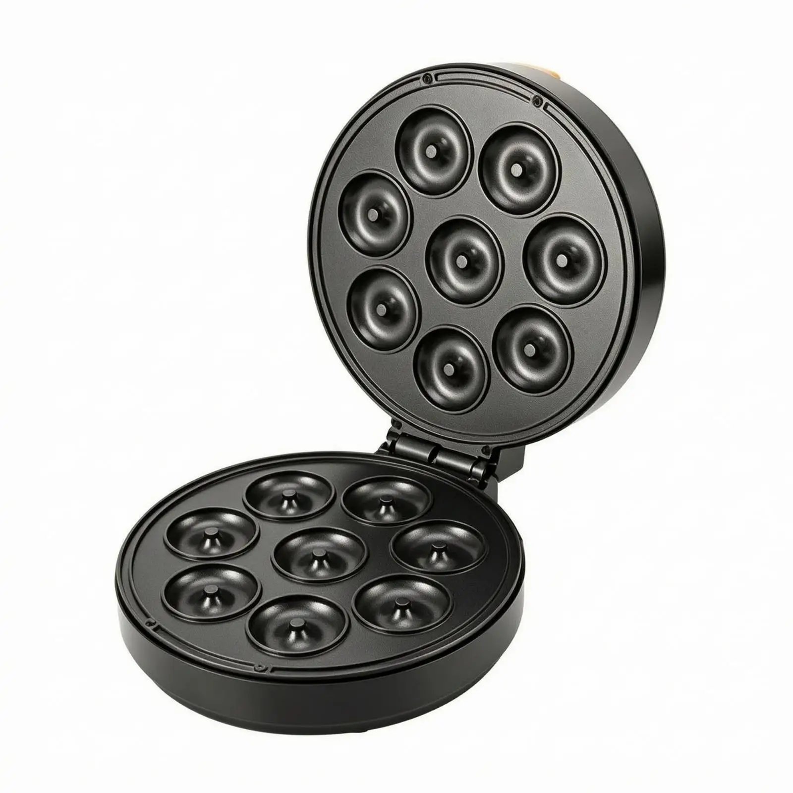 Mini Donut Maker Machine Electric Bakelite Breakfast Baking Appliance for Home Kitchen Compact Hinged Cooker with Dust Cover