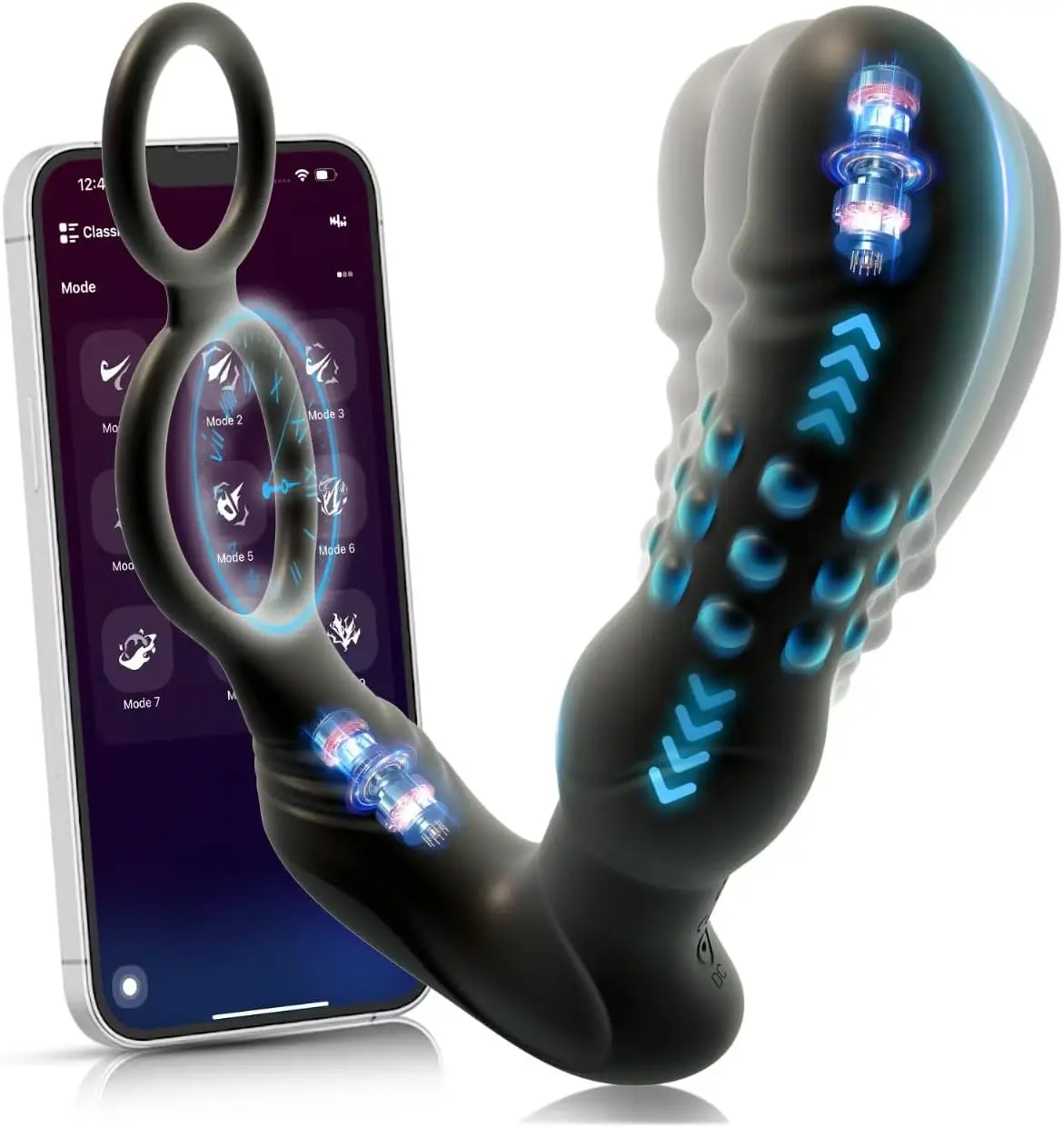 Wibrator do penisa - stymulator punktu G, sztuczny penis z koralikami, wibracyjny korek z pierścieniem na penisa, 9 trybów wibracji z funkcją uderzeń.