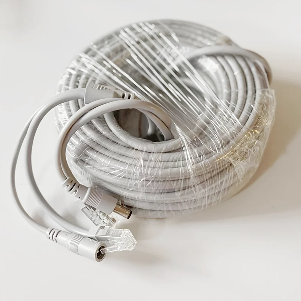 

2 IN 1 Network Extension Cable RJ45 + DC Power Connector POE Network Cable 5M/10M/15M/20M/30M for IP Cameras
