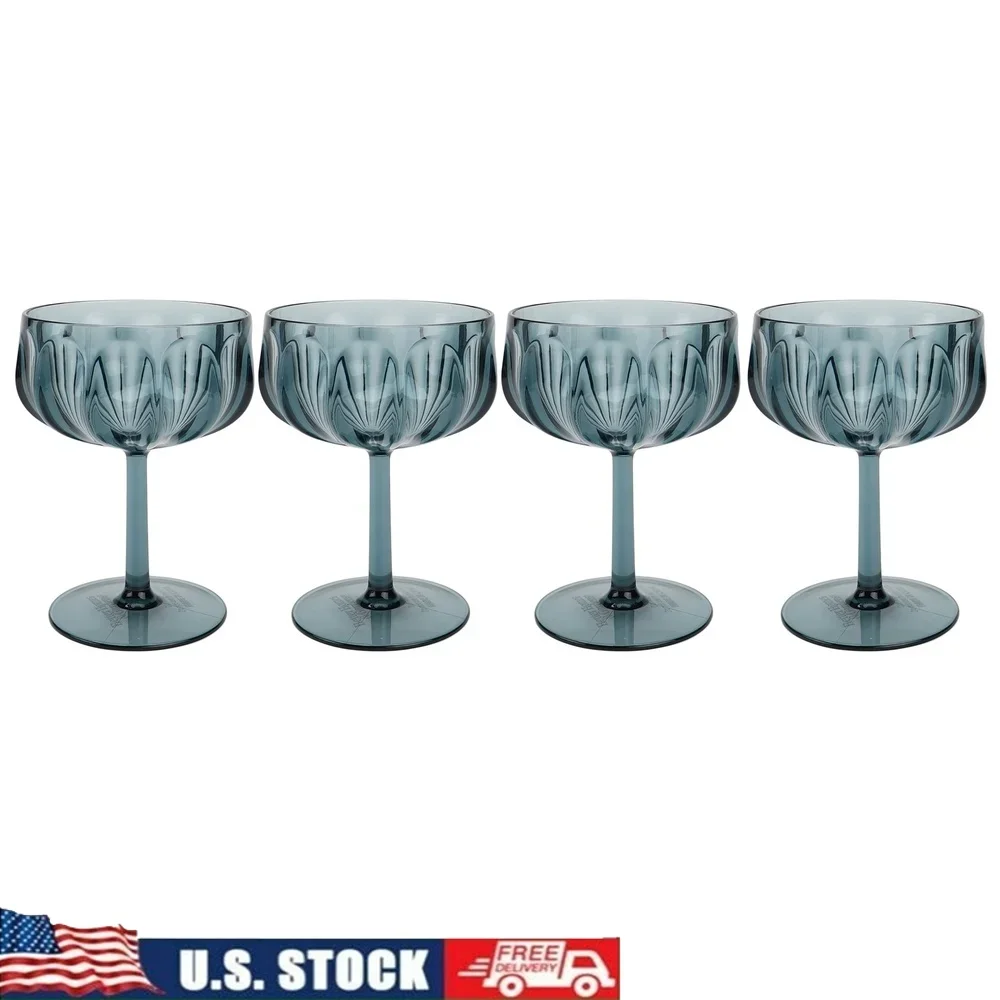 

Shatterproof Tritan Plastic Coupe Glass Set 4pcs Lightweight Dishwasher Safe Elegant Parties Cocktails Desserts