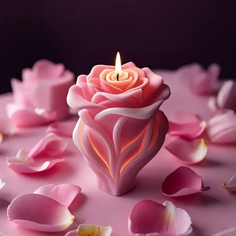 

VERIDIAN 3d Rose Love Silicone Molds Valentine's Day Love Rose Plaster Epoxy Resin Molds Candle Silicone Molds for Candle Making