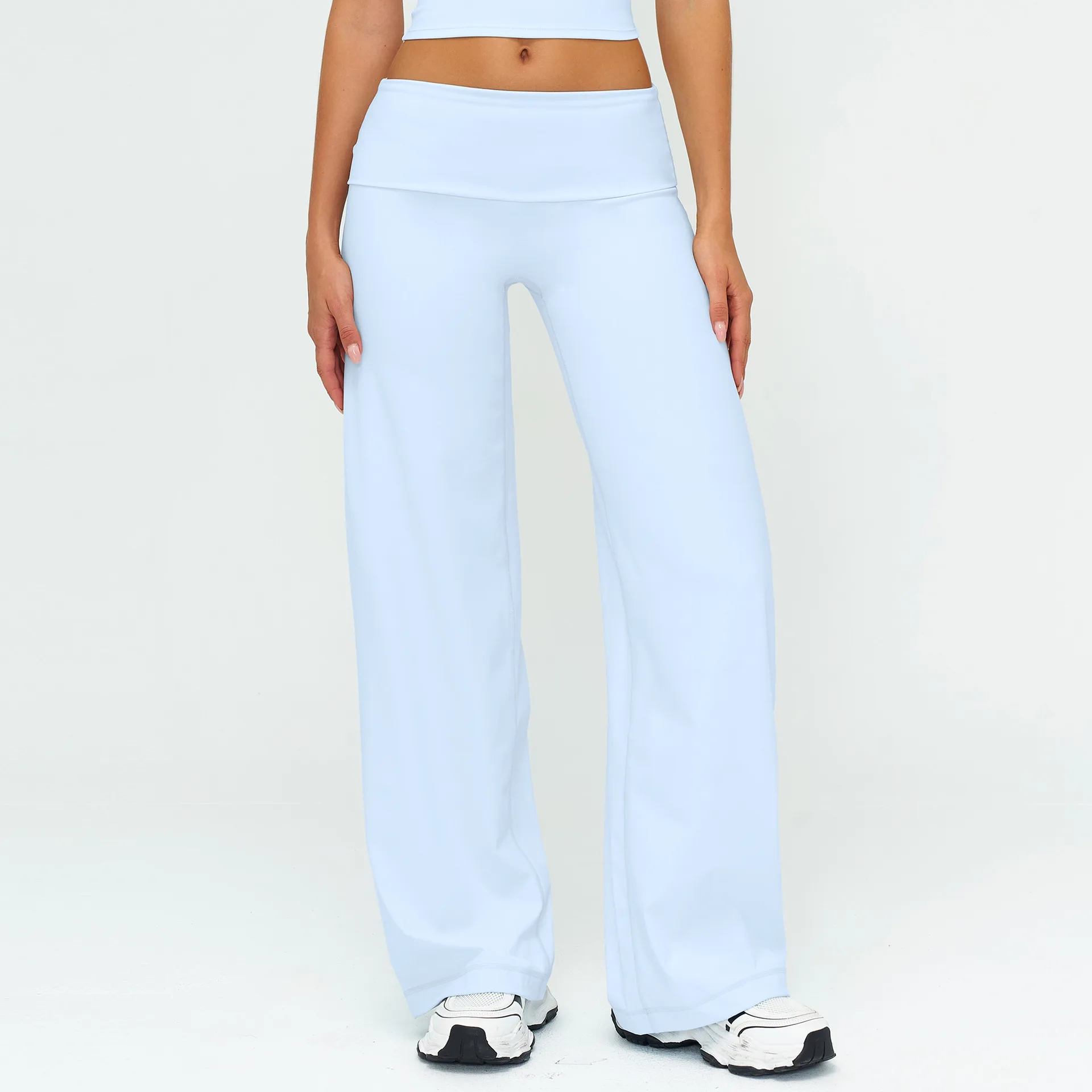 Casual Wide Leg Sweatpants for Women Fold Over Low Rise Flare Yoga Lounge Pants… - Image 3