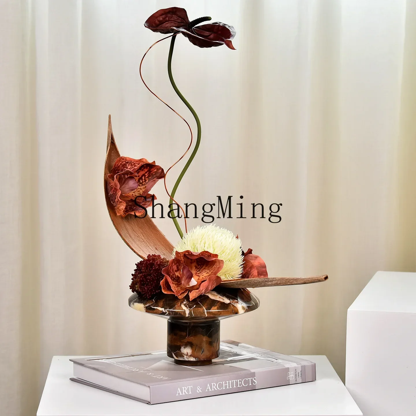 CLL Song Dynasty Aesthetics New Chinese Oriental Selection Marble Flower Ornament Moss Moss Basin Combination