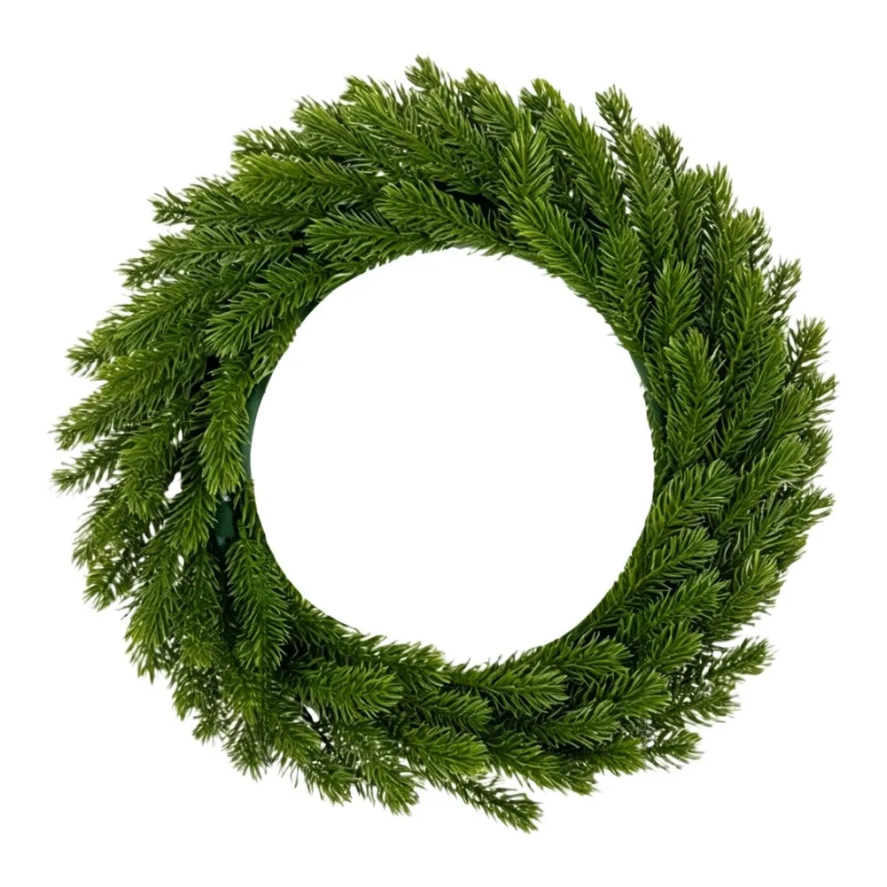 Pine Christmas Wreath 40cm Artificial for Holiday Door Wall Table Decor Green White Festive Seasonal Ornament Natural Appearance