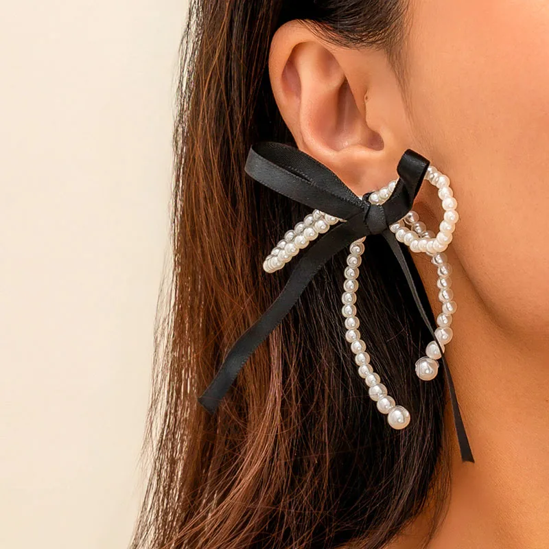 القوس الشريط كريستال أقراط وصول جديد الكورية أنيقة أنيقة استرخى أقراط للنساء أزياء لطيف الحلو مجوهرات فتاة الهدايا